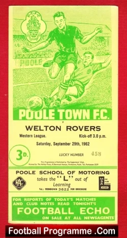 Poole Town v Welton Rovers 1962 - football programme