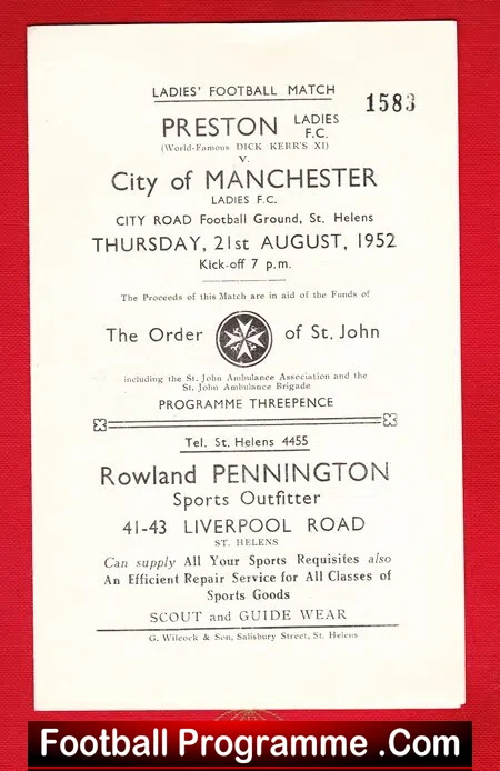 Preston Ladies v City Of Manchester 1952 – Womens Football 1950s