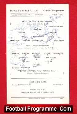 Preston North End v Wolves 1966 – Multi Signed Autographs