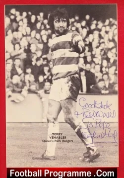Queens Park Rangers Terry Venables Signed Autograph Picture 70s - football memorabilia