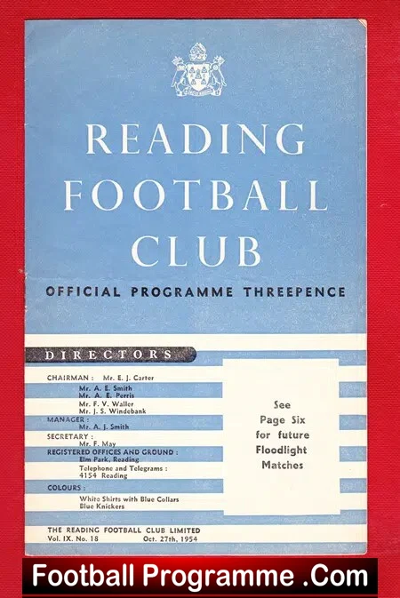 Reading v Dundee 1954 - 1950s First Time Elm Park