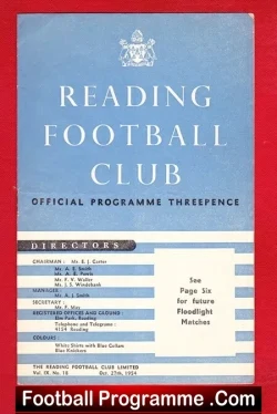 Reading v Dundee 1954 - 1950s First Time Elm Park - football programme