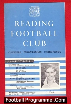 Reading v Leicester City 1951 - Reserves Match - football programme