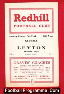 Redhill v Leyton 1964 - football programme