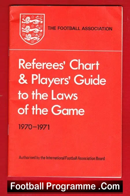 Referee Football Rules Laws Chart Book – 1970 – 1971
