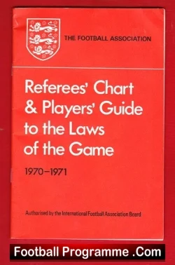 Referee Football Rules Laws Chart Book – 1970 – 1971