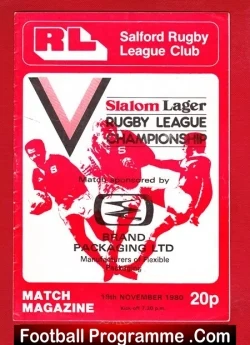 Salford Rugby v Oldham 1980 - Multi Autographed - signed programme
