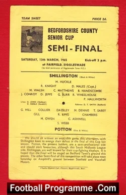 Shillington v Potton 1965 – Bedfordshire Senior Cup Semi Final