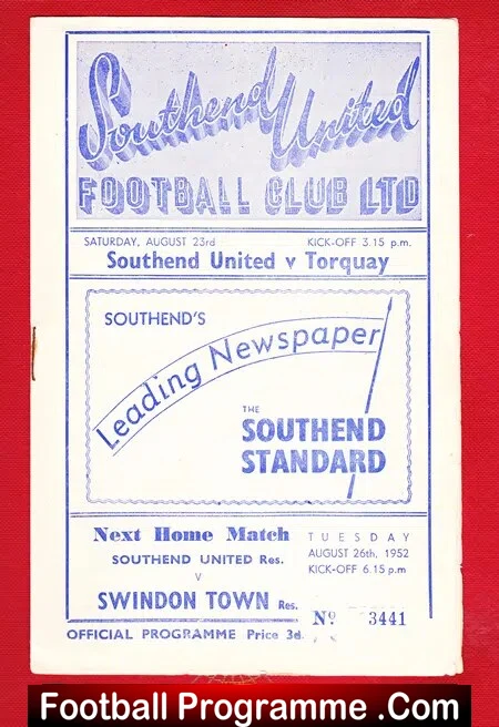 Southend United v Torquay United 1952