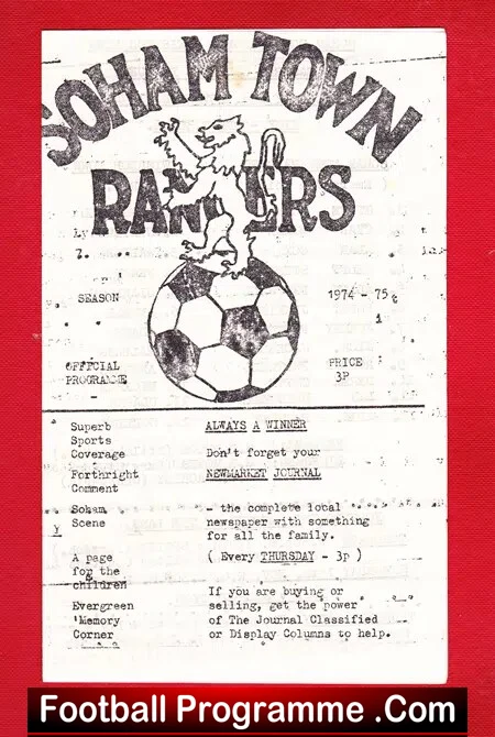 Sowham Town Rangers v Wisbech Town 1974