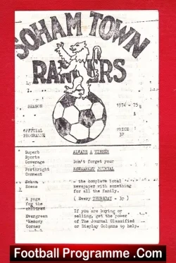 Sowham Town Rangers v Wisbech Town 1974
