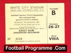 Speedway Ticket Stub Intercontinental Final 1983 – White City