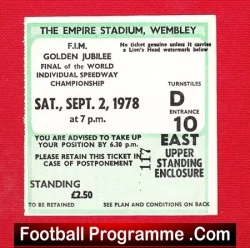 Speedway Ticket Stub WM Final 1978 – Wembley London