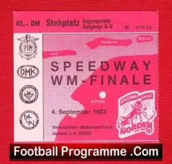 Speedway Ticket Stub WM Final 1983 – Norden Germany