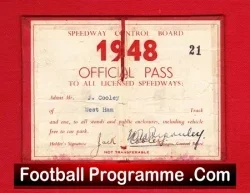 Speedway West Ham Season Ticket Pass 1948 – Rider = Jack Cooley