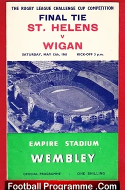 St Helens Rugby v Wigan 1961 - 61 Challenge Cup Final - rugby programme