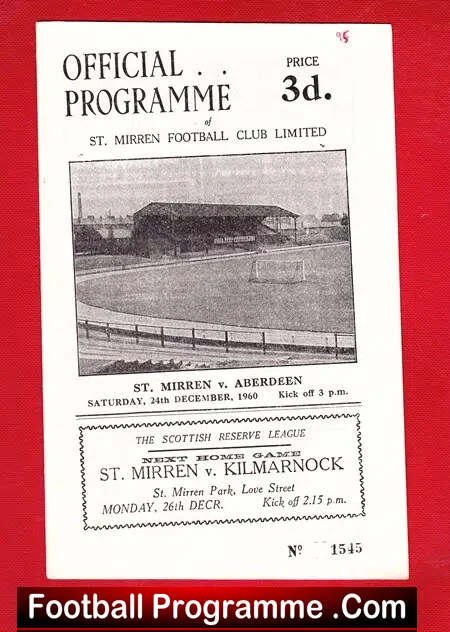 St Mirren v Aberdeen 1960 – Printers Error !