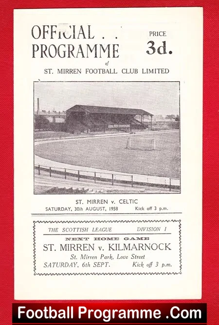 St Mirren v Glasgow Celtic 1958