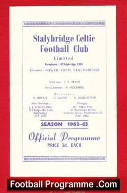 Stalybridge Celtic v Macclesfield 1962 - Official Programme - football programme