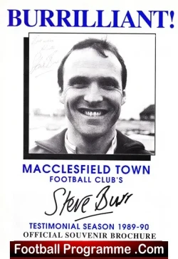 Steve Burr Testimonial Benefit Macclesfield Town 1989 - Signed - football programme
