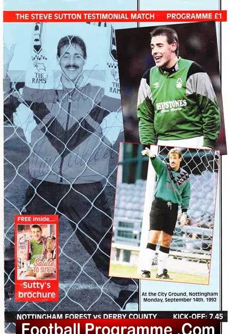 Steve Sutton Testimonial Benefit Nottingham Forest 1992 – Signed