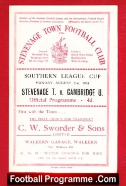 Stevenage Town v Cambridge United 1964