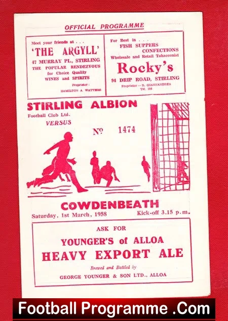 Stirling Albion v Cowdenbeath 1958