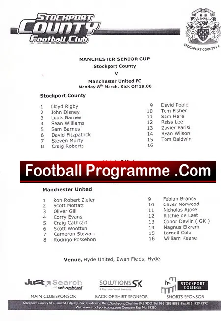Stockport County v Manchester United 2012 – Reserves Game