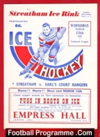 Streatham Ice Hockey v Earls Court 1952 - sport programme