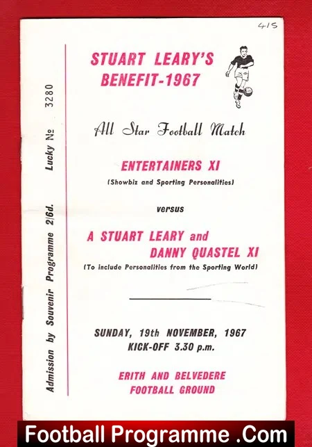 Stuart Leary Testimonial Benefit Match Erith Belvedere 1967