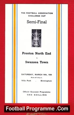 Swansea Town v Preston 1964 – FA Cup Semi Final at Aston Villa