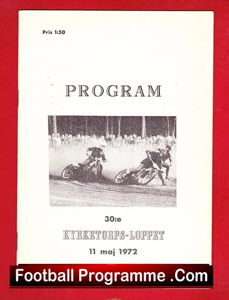 Sweden Speedway Programme 1972 – Kyrketorpe Loppet Program