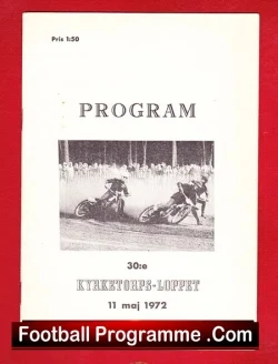 Sweden Speedway Programme 1972 – Kyrketorpe Loppet Program