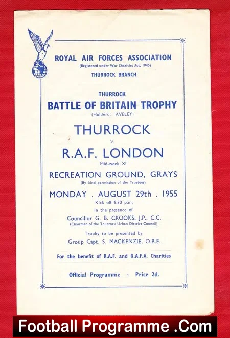 Thurrock v RAF London 1955 – Battle Of Britain Trophy Grays