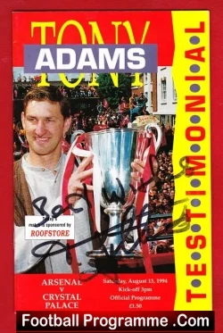 Tony Adams Testimonial Benefit Match Arsenal 1994 - Autograph - football programme