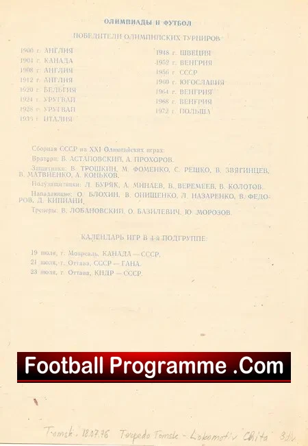 Torpedo Moscow v Lokomotiv 1976 - Russia