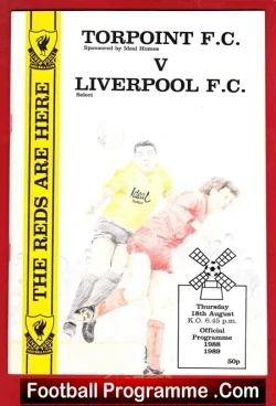 Torpoint v Liverpool 1988 - Official Programme - football programme