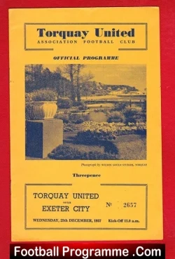 Torquay United v Exeter City 1957 - football programme