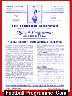 Tottenham Hotspur v Arsenal 1959 – Reserves Team