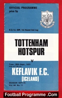 Tottenham Hotspur v Keflavik 1971 – UEFA Cup – Iceland Team