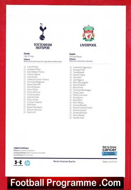 Tottenham Hotspur v Liverpool 2000? – Under 21 White Hart Lane
