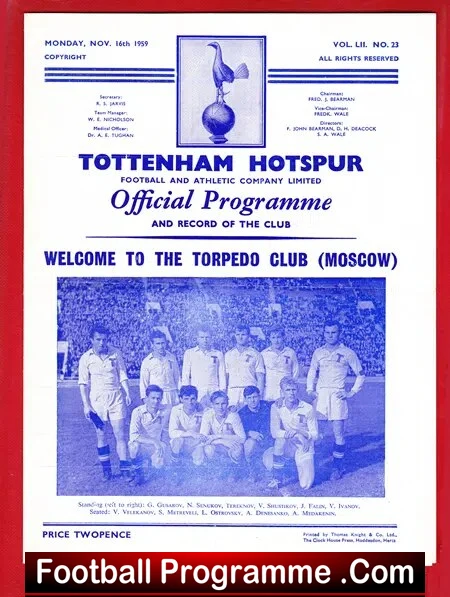 Tottenham Hotspur v Torpedo Moscow 1959