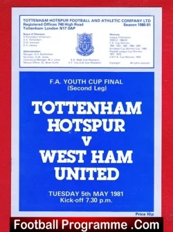 Tottenham Hotspur v West Ham United 1981 – FA Youths Cup Final
