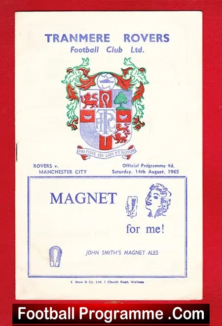Tranmere Rovers v Manchester City 1965 – Prenton Park