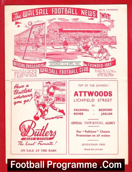 Walsall v Exeter City 1956