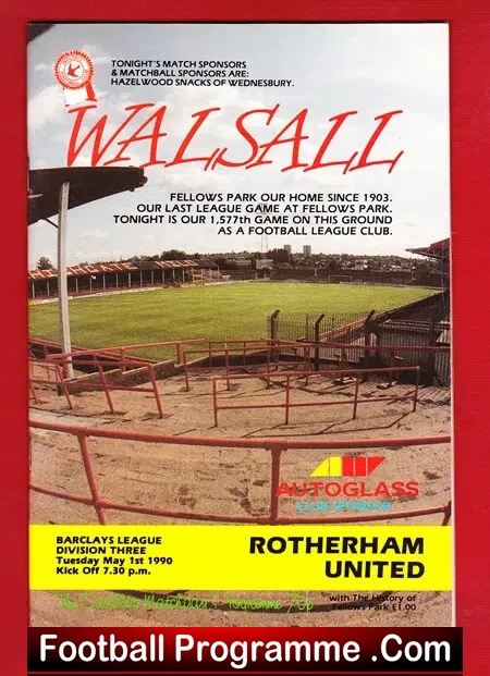 Walsall v Rotherham United 1990 – Last at Fellows Park – V2