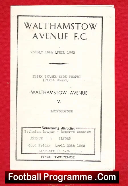 Walthamstow Avenue v Leytonstone 1962