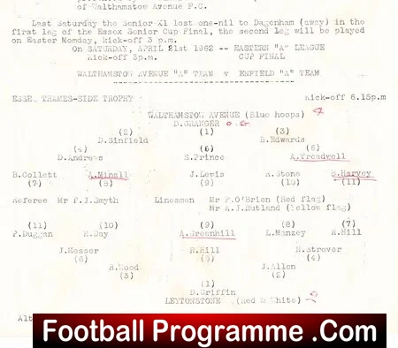 Walthamstow Avenue v Leytonstone 1962