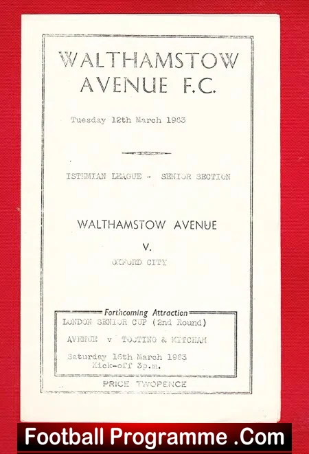 Walthamstow Avenue v Oxford City 1963
