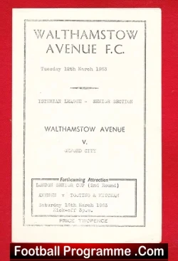 Walthamstow Avenue v Oxford City 1963